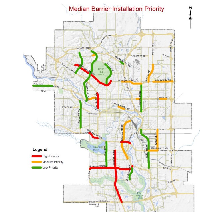 Why is the City of Calgary installing median barriers?